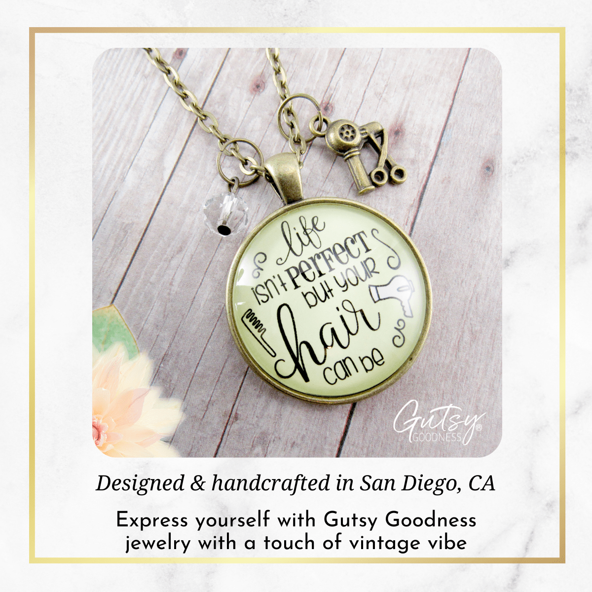 Gutsy Goodness Beautician Necklace Life Isn't Perfect But Hair Stylist Charm Jewelry - Gutsy Goodness Handmade Jewelry;Beautician Necklace Life Isn't Perfect But Hair Stylist Charm Jewelry - Gutsy Goodness Handmade Jewelry Gifts