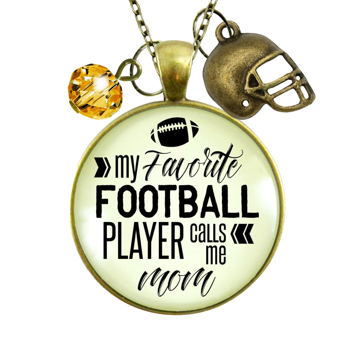 Football Mom Necklace Favorite Football Player Sports Mother Jewelry Brown Bead  Necklace - Gutsy Goodness Handmade Jewelry