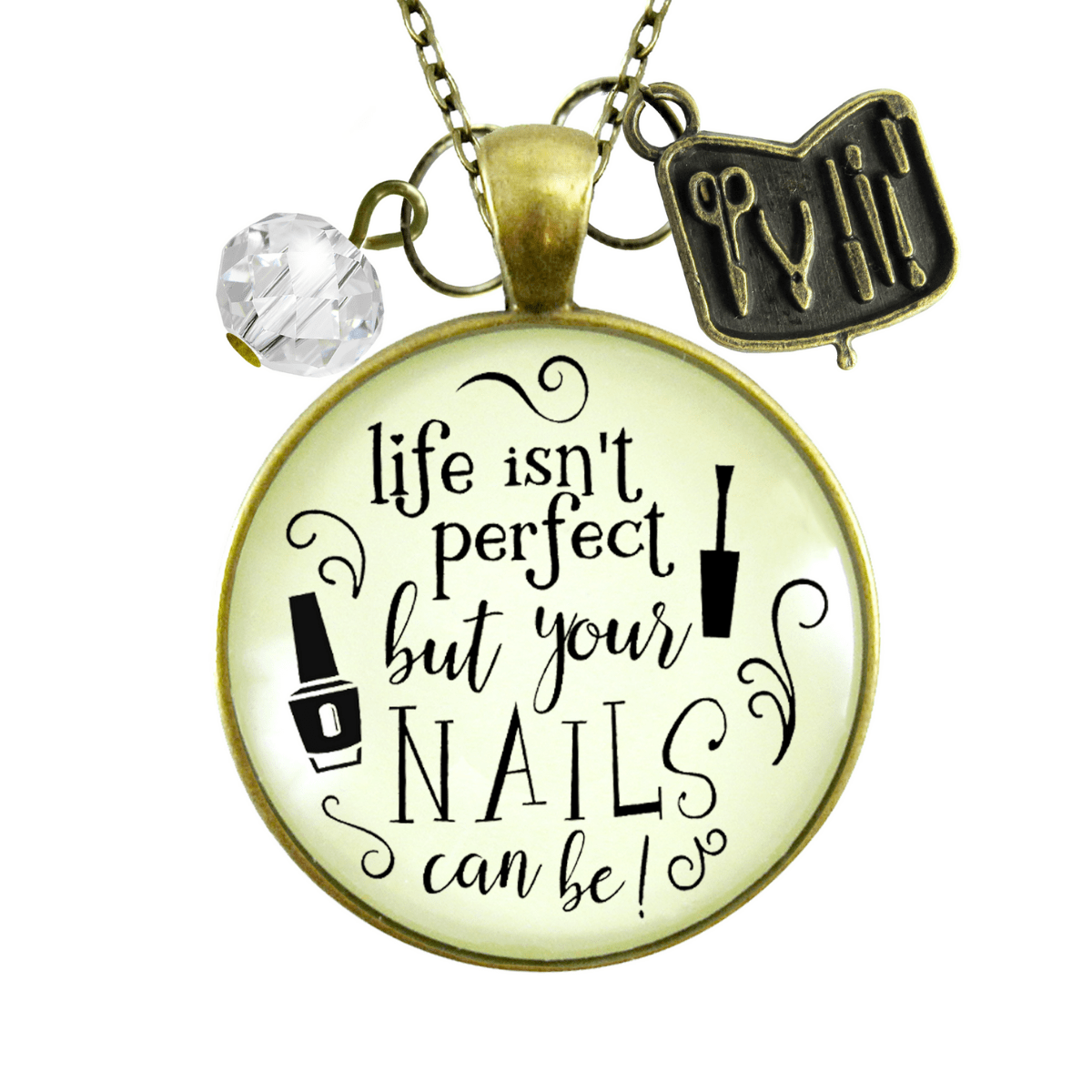 Gutsy Goodness Manicurist Gift Necklace Life Isn't Perfect Nails Beautician Jewelry Gift - Gutsy Goodness Handmade Jewelry;Manicurist Gift Necklace Life Isn't Perfect Nails Beautician Jewelry Gift - Gutsy Goodness Handmade Jewelry Gifts