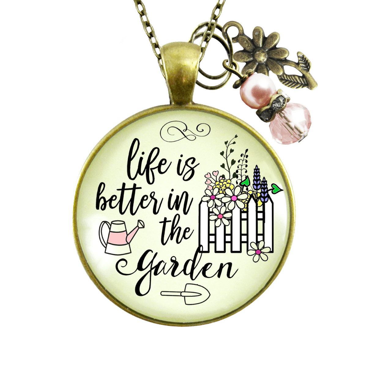 Gutsy Goodness Gardener Necklace Life is Better in Garden Womens Quote Gift Jewelry 24" - Gutsy Goodness;Gardener Necklace Life Is Better In Garden Womens Quote Gift Jewelry 24" - Gutsy Goodness Handmade Jewelry Gifts