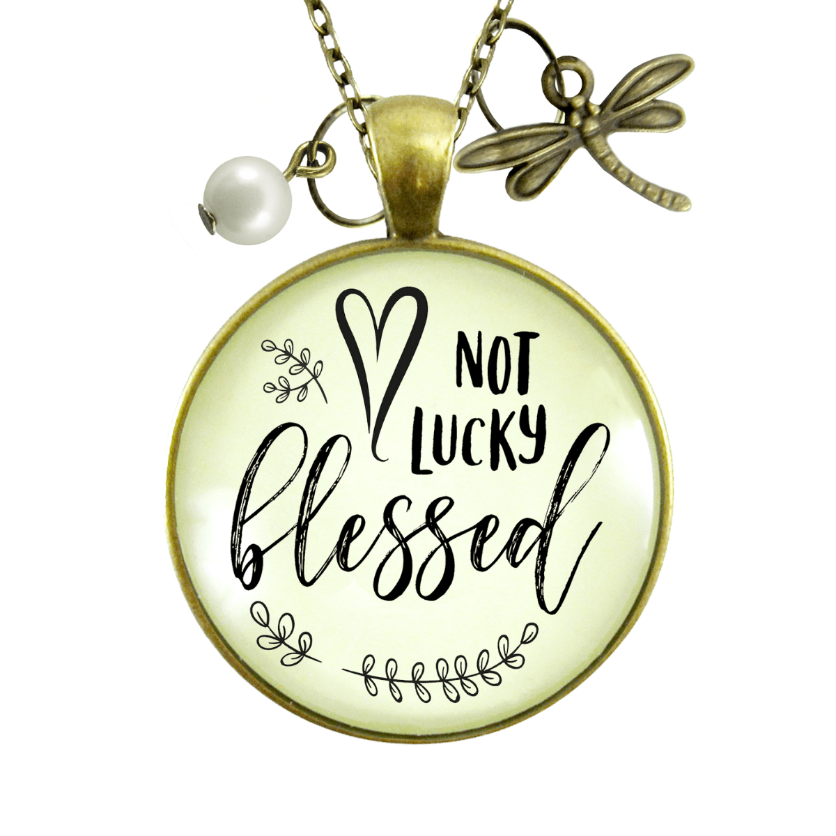 Not Lucky Blessed Thankful Grateful Saying Jewelry Dragonfly Charm - Gutsy Goodness