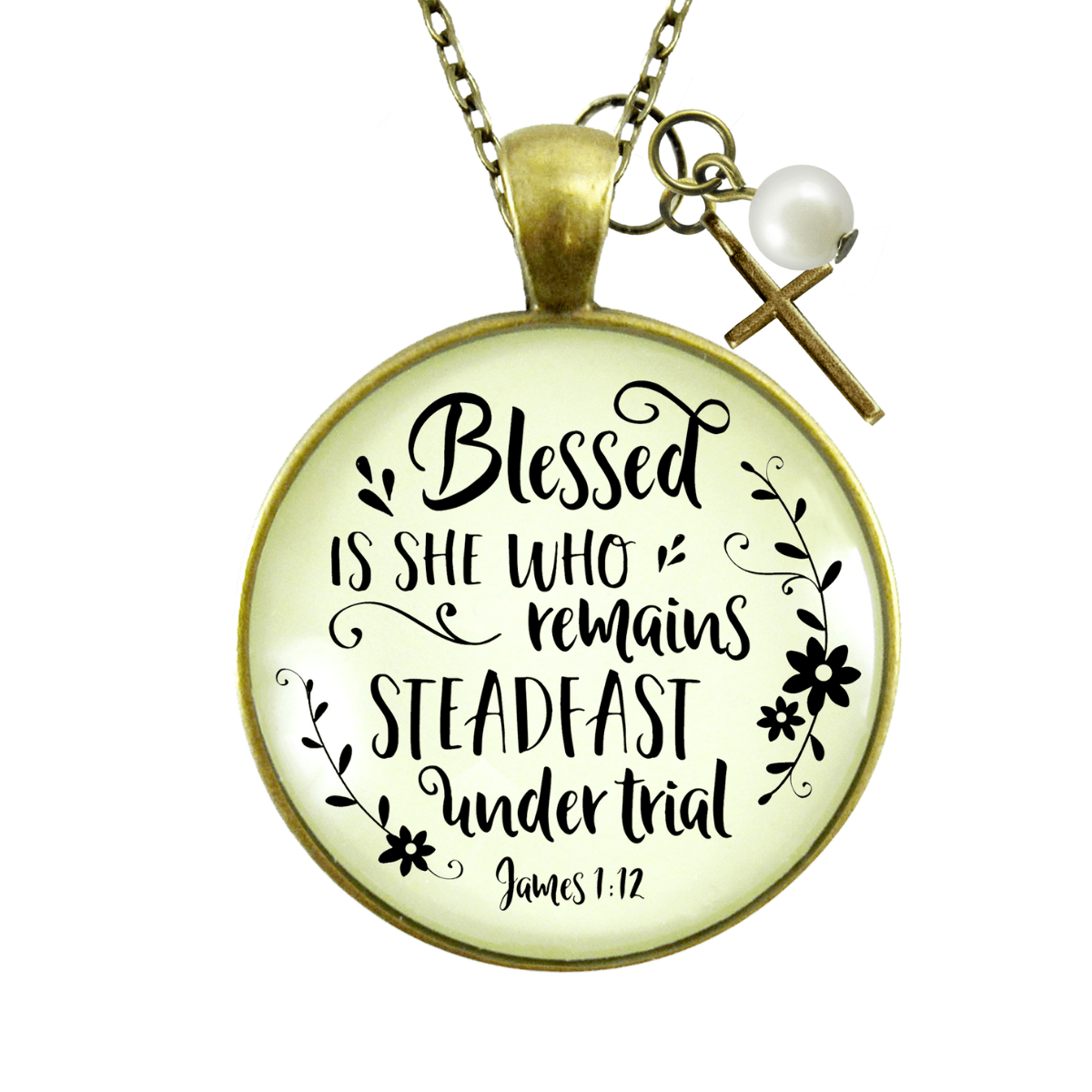 Gutsy Goodness Faith Necklace Blessed is She Who Remains Steadfast Quote Vintage Style Jewelry - Gutsy Goodness Handmade Jewelry;Faith Necklace Blessed Is She Who Remains Steadfast Quote Vintage Style Jewelry - Gutsy Goodness Handmade Jewelry Gifts
