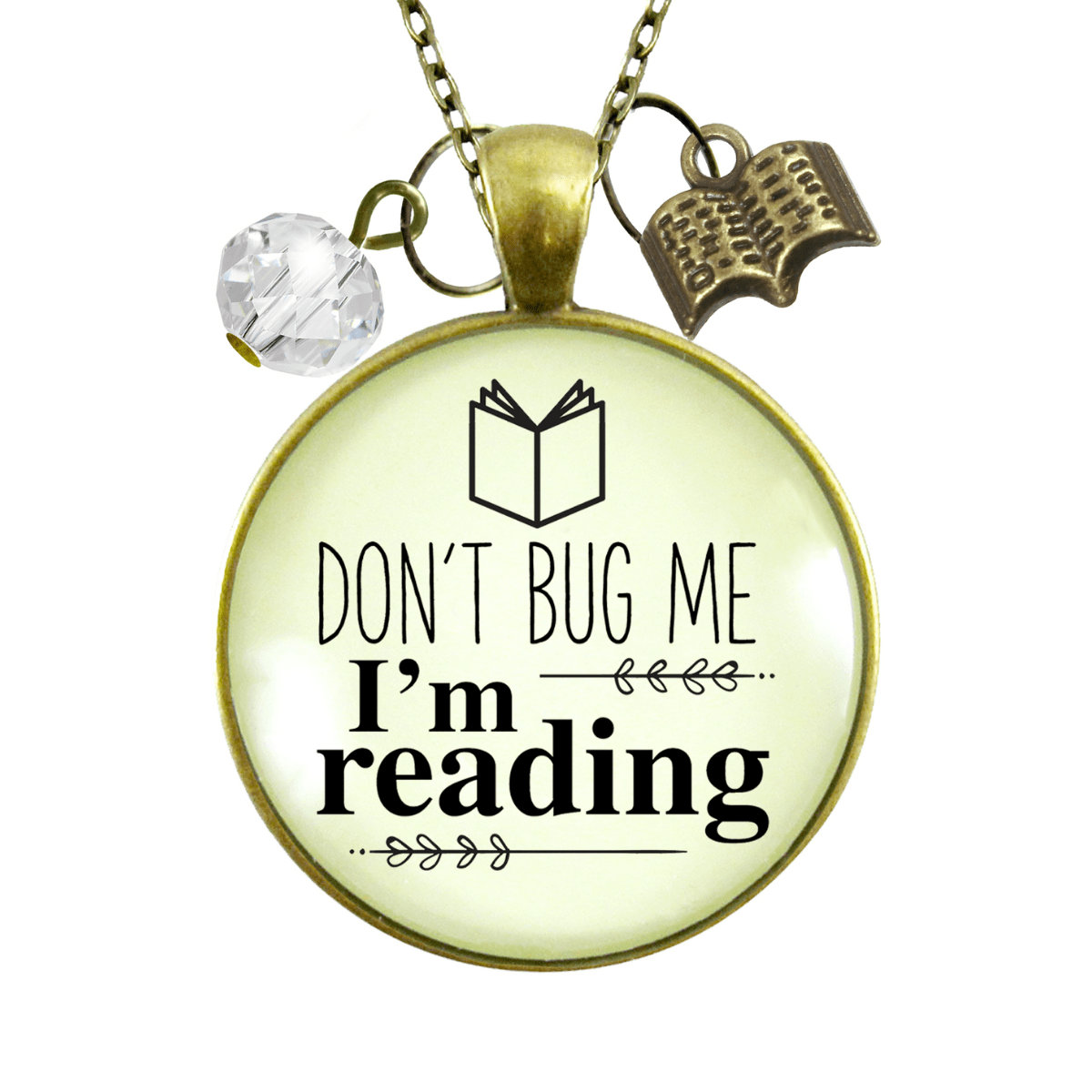 Gutsy Goodness Book Necklace Don't Bug Me I'm Reading Readers Author Jewelry Charm - Gutsy Goodness Handmade Jewelry;Book Necklace Don't Bug Me I'm Reading Readers Author Jewelry Charm - Gutsy Goodness Handmade Jewelry Gifts