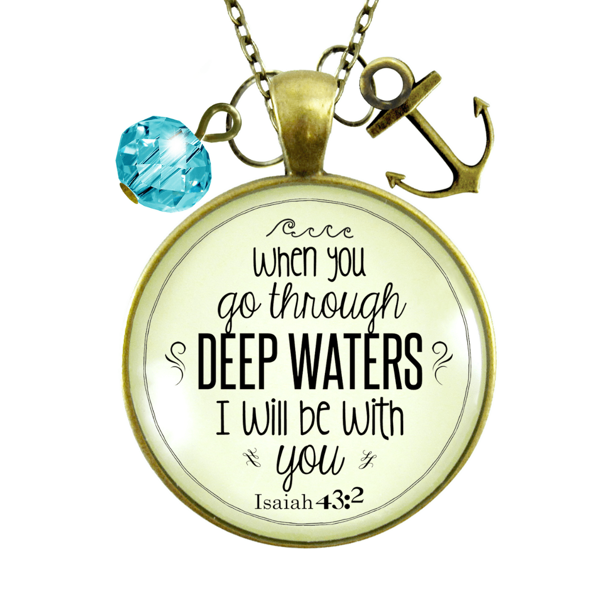 Gutsy Goodness Anchor Necklace Deep Waters Faith Inspired Life Verse Womens Jewelry Gift