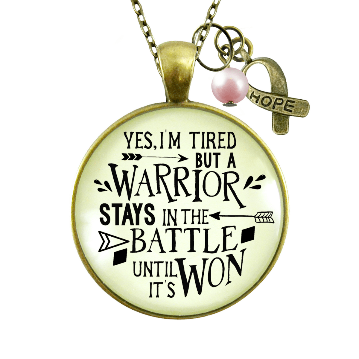 Gutsy Goodness Breast Cancer Necklace Yes I Am Tired But A Warrior Gift Survivor Pink Charm - Gutsy Goodness Handmade Jewelry;Breast Cancer Necklace Yes I Am Tired But A Warrior Gift Survivor Pink Charm - Gutsy Goodness Handmade Jewelry Gifts