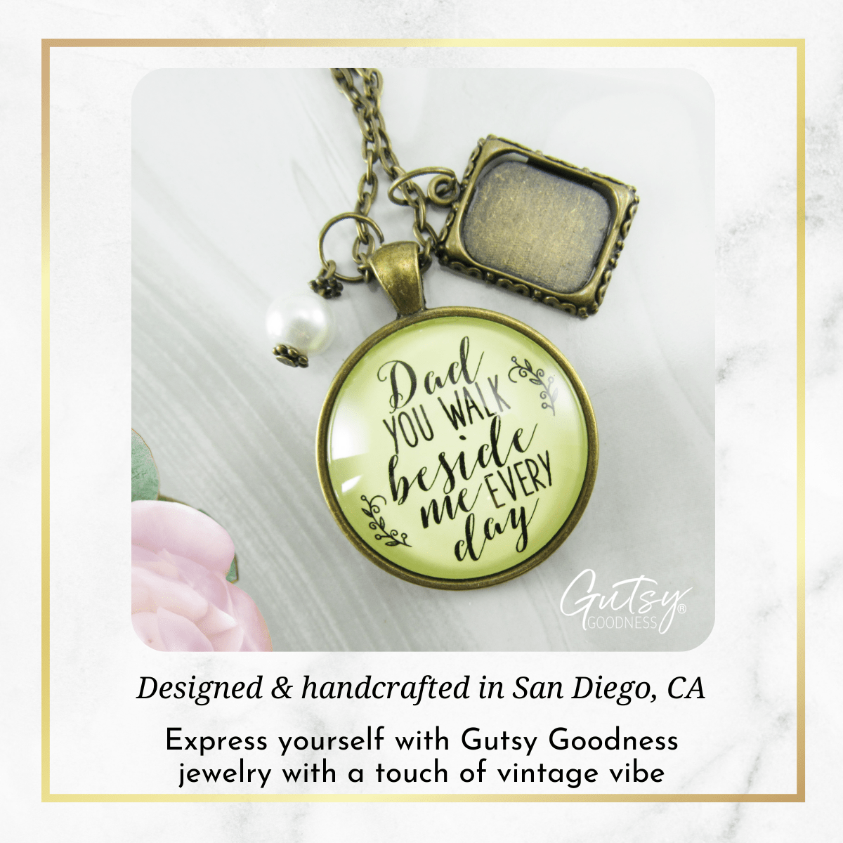 Gutsy Goodness Remembrance Necklace Dad You Walk Memorial Photo Charm Womens Jewelry - Gutsy Goodness Handmade Jewelry;Remembrance Necklace Dad You Walk Memorial Photo Charm Womens Jewelry - Gutsy Goodness Handmade Jewelry Gifts