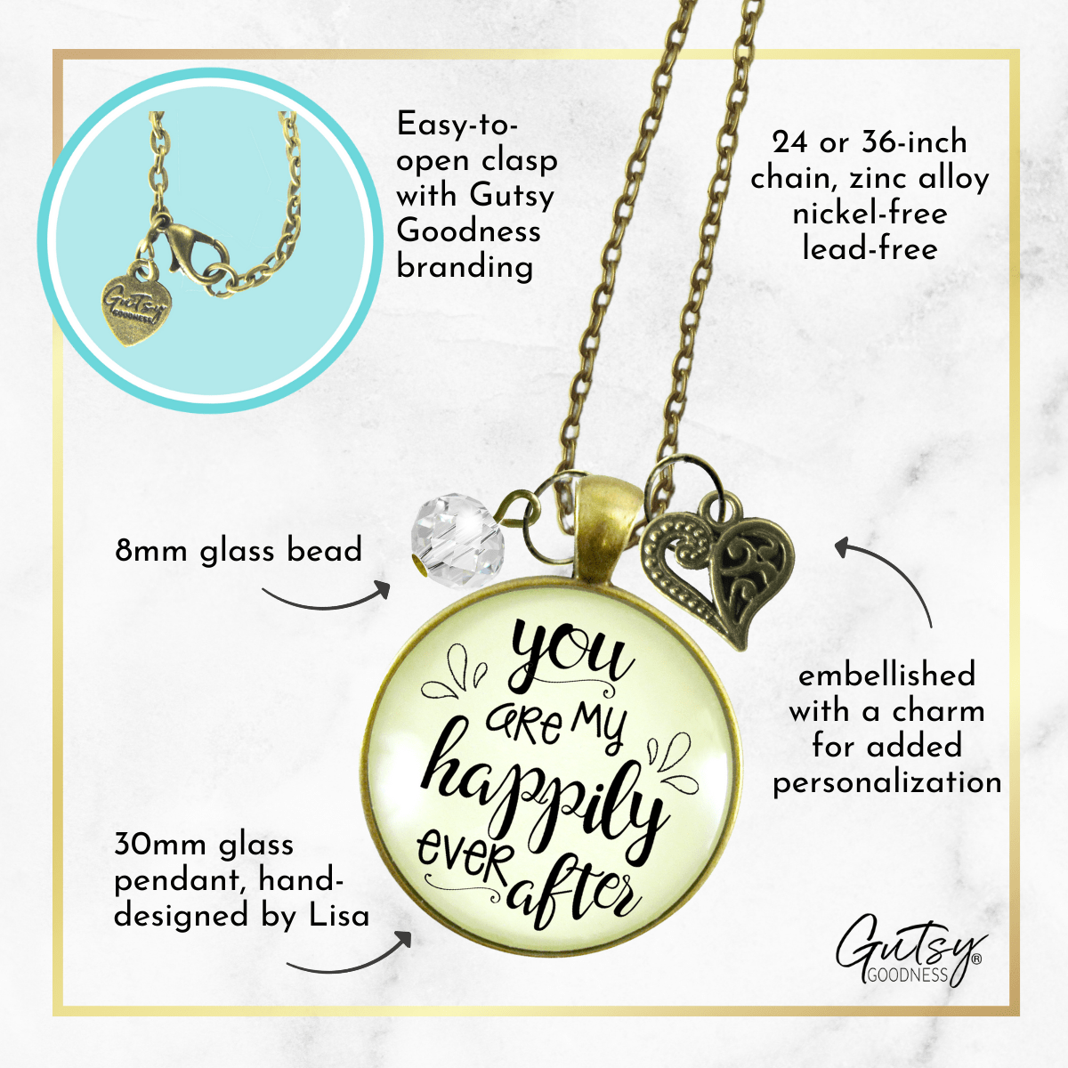Gutsy Goodness You are My Happily Ever After Necklace Gift Love Quote Jewelry Charm - Gutsy Goodness Handmade Jewelry;You Are My Happily Ever After Necklace Gift Love Quote Jewelry Charm - Gutsy Goodness Handmade Jewelry Gifts