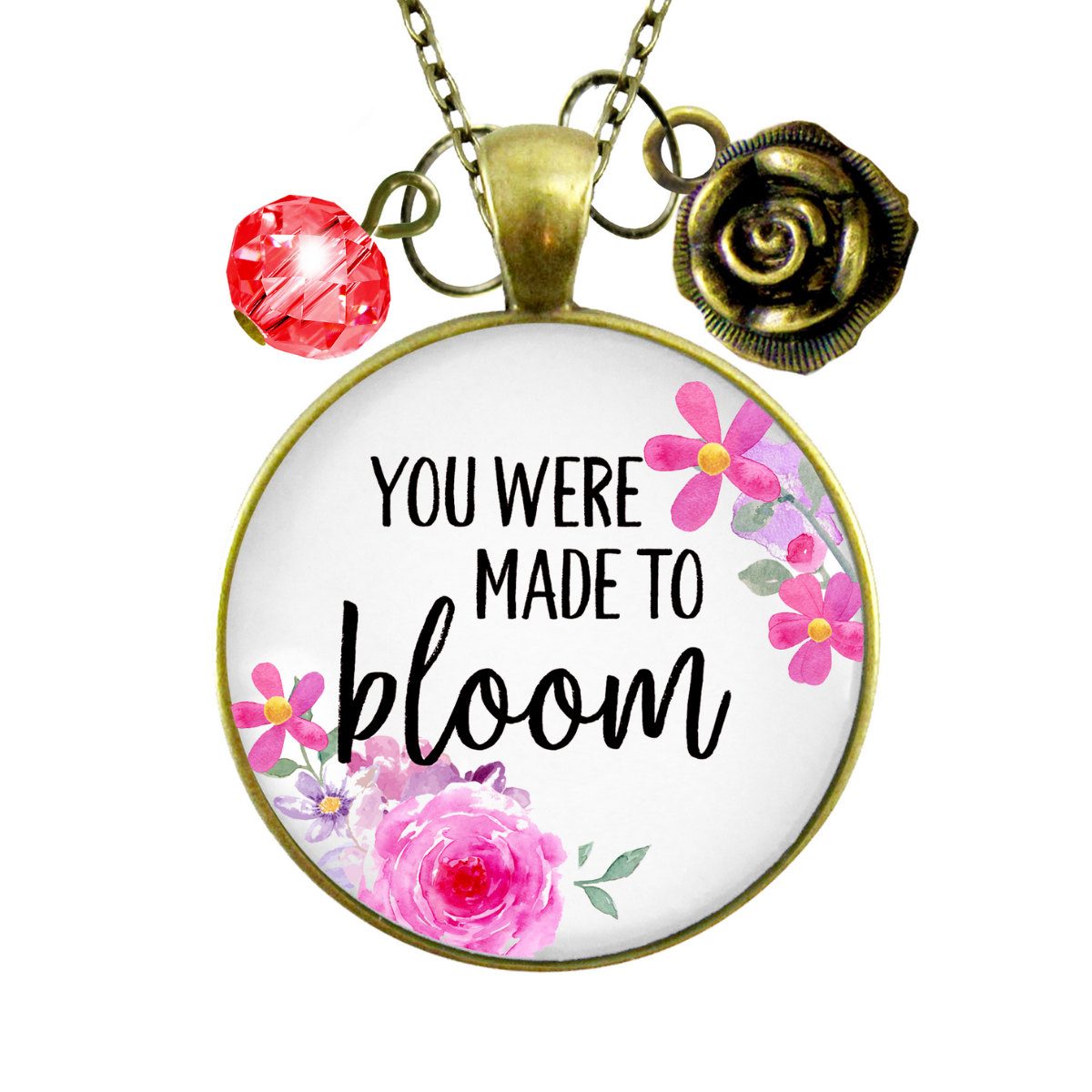 Gutsy Goodness You Were Made To Bloom Necklace Watercolor Floral Inspiring Gift - Gutsy Goodness Handmade Jewelry;You Were Made To Bloom Necklace Watercolor Floral Inspiring Gift - Gutsy Goodness Handmade Jewelry Gifts