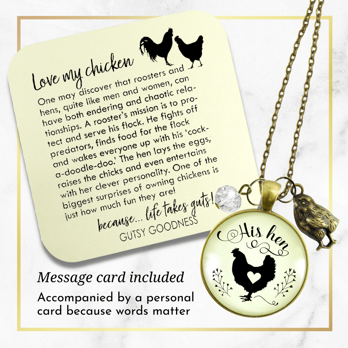 Gutsy Goodness His Hen Necklace For Chicken Mom Vintage Inspired Jewlery - Gutsy Goodness;His Hen Necklace For Chicken Mom Vintage Inspired Jewlery - Gutsy Goodness Handmade Jewelry Gifts