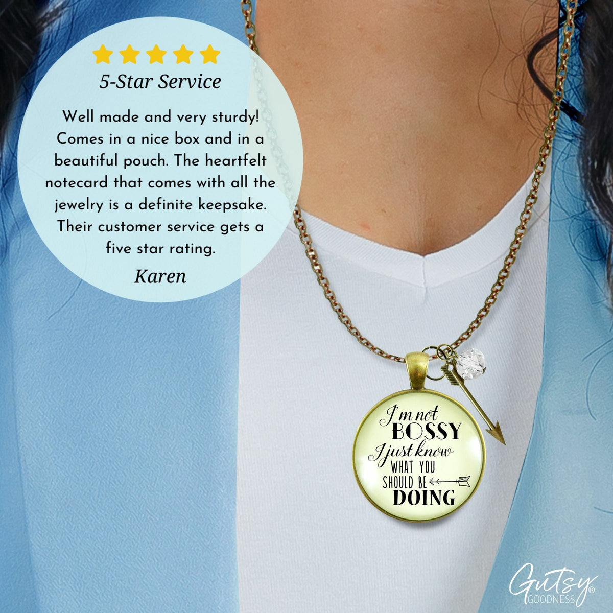 Gutsy Goodness I'm Not Bossy I Just Know What You Should Be Doing Necklace Jewelry Gift - Gutsy Goodness Handmade Jewelry;I'm Not Bossy I Just Know What You Should Be Doing Necklace Jewelry Gift - Gutsy Goodness Handmade Jewelry Gifts