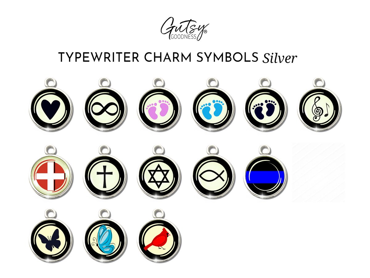 Typewriter Symbol Glass Vintage Style Personalization Charms