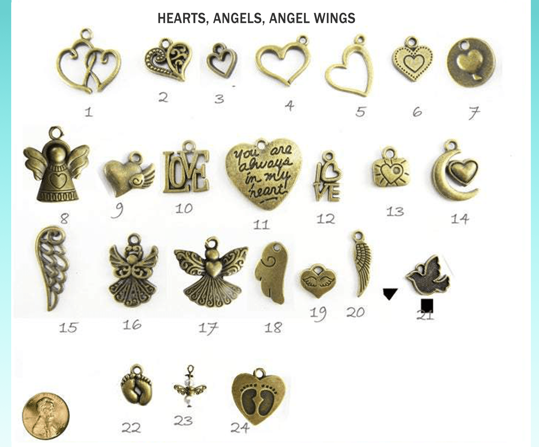Hearts, Angels, Memorial Charms For Gutsy Goodness Jewelry - Gutsy Goodness