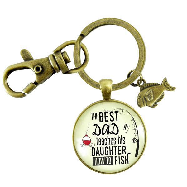 Fishing Dad Keychain Best Dad Teaches His Daughter How to Fish Meaningful  Father Gift