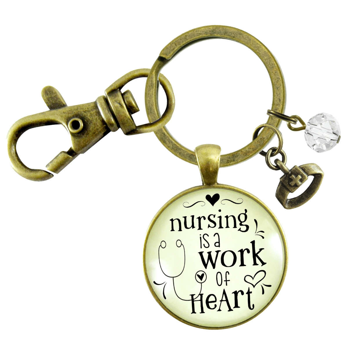 Nurse Keychain Nursing Work Heart Thank You Gift Medical Jewelry - Gutsy Goodness