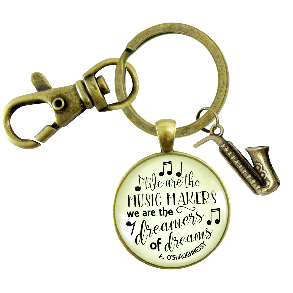 Saxophone Keychain We Are The Music Makers Musician Sax Player Jewelry Retro Inspired - Gutsy Goodness