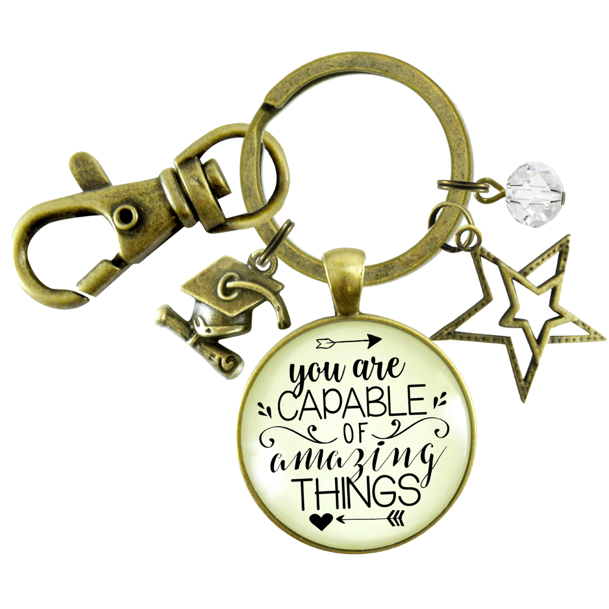 Graduation Keychain You Are Capable Of Amazing Things Womens Congratulations Graduate Jewelry - Gutsy Goodness