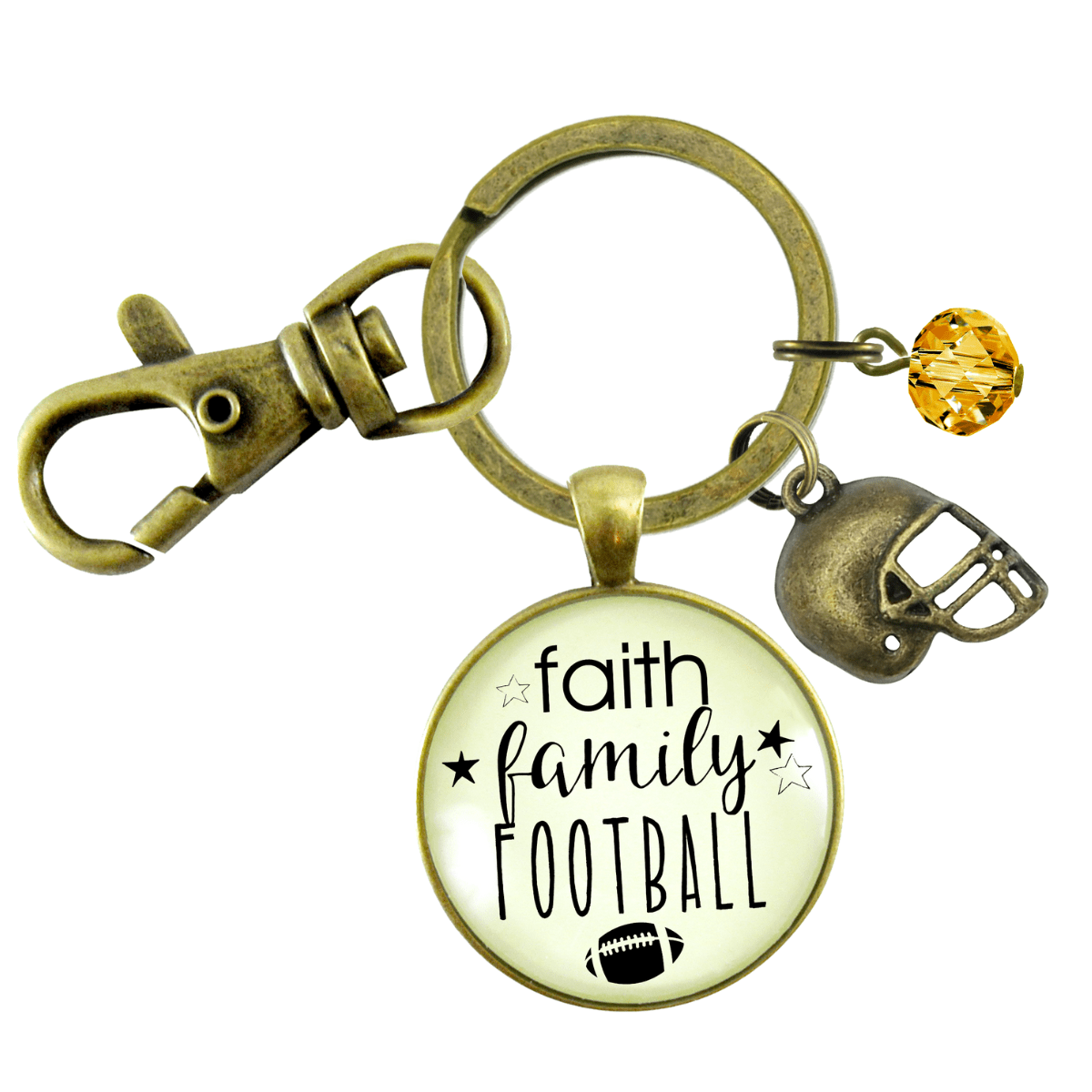 Faith Family Football Keychain Hipster Style Football Bling Sports Jewelry For Mom - Gutsy Goodness