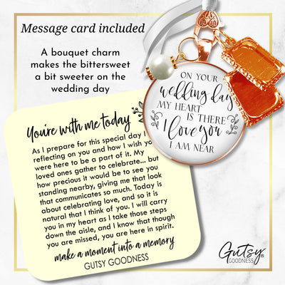 Wedding Bouquet Memorial Charm On Your Wedding Day I/We Love You Rose Gold Frames