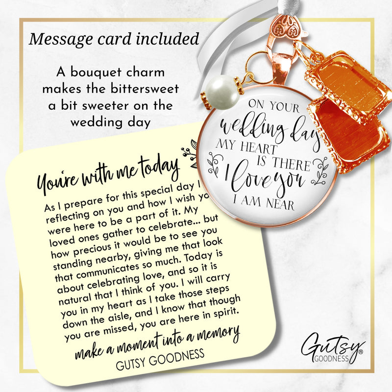 Wedding Bouquet Memorial Charm On Your Wedding Day I/We Love You Rose Gold Frames