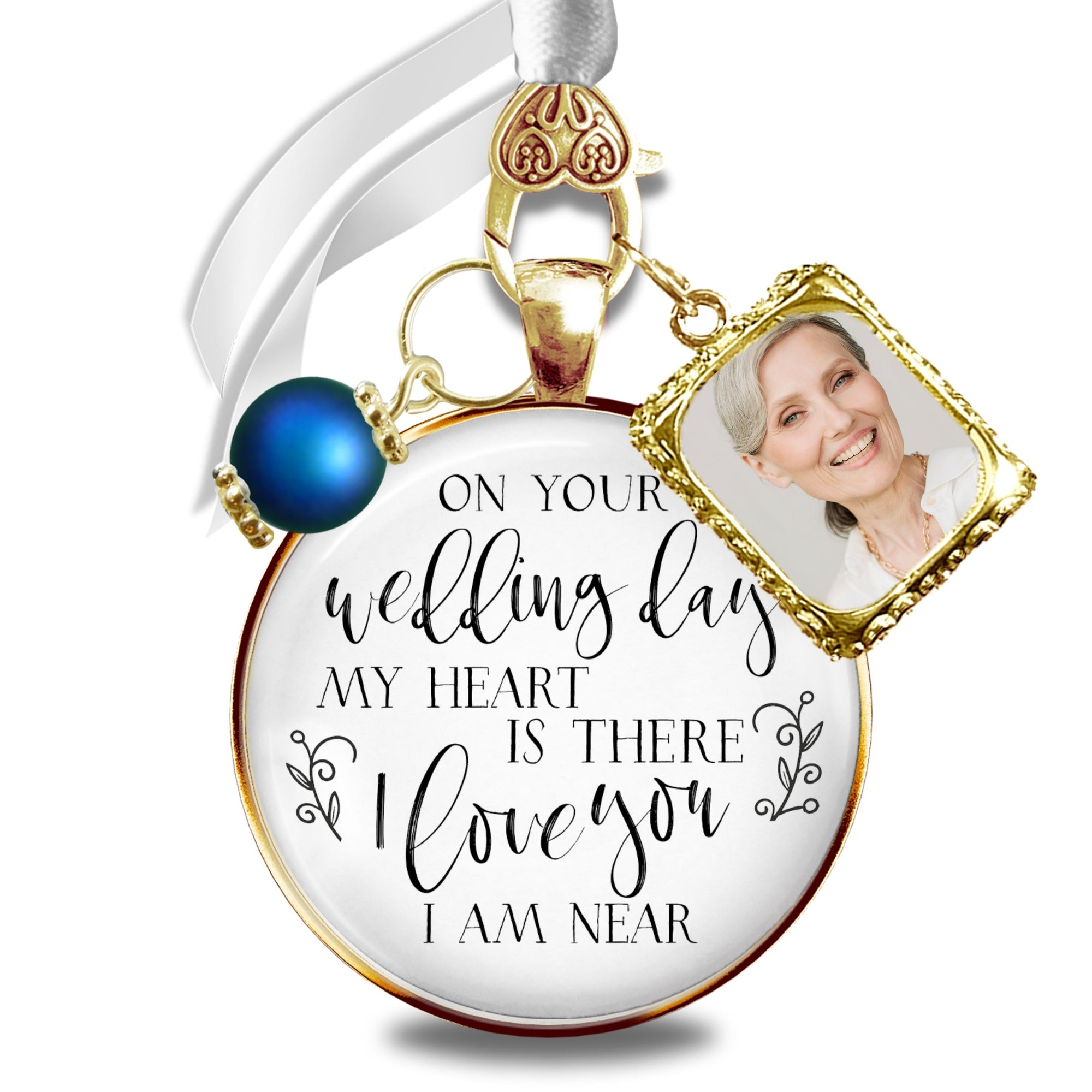 Wedding Bouquet Memorial Charm On Your Wedding Day I/We Love You KC Gold Frames