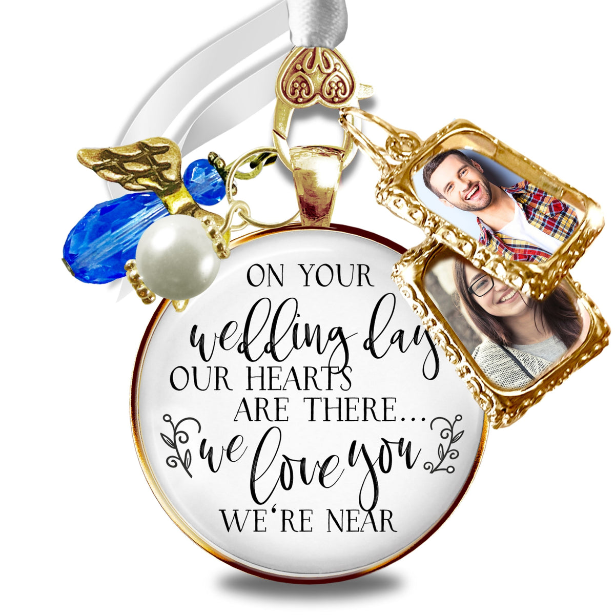 Wedding Bouquet Memorial Charm On Your Wedding Day I/We Love You KC Gold Frames