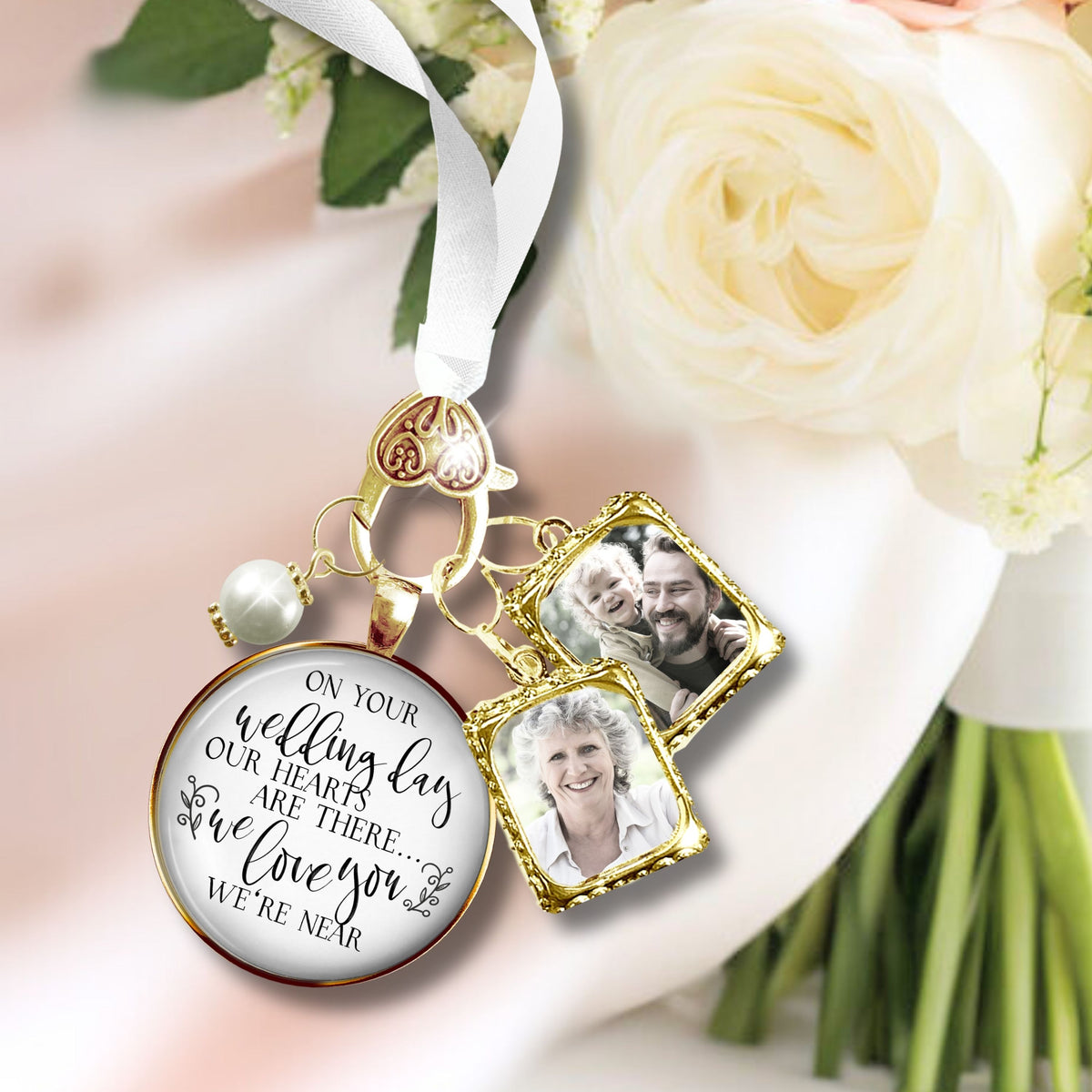 Wedding Bouquet Memorial Charm On Your Wedding Day I/We Love You KC Gold Frames