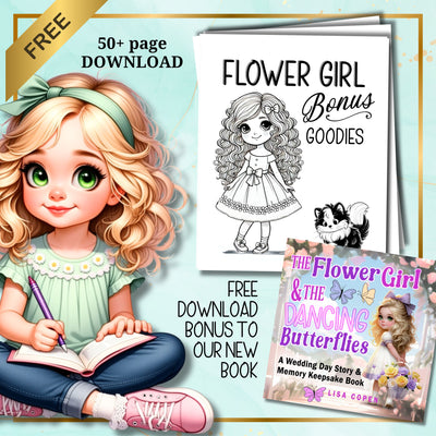 Flower Girl Coloring and Activity Free Bonus Set to Wedding Book Flower Girl and Dancing Butterflies