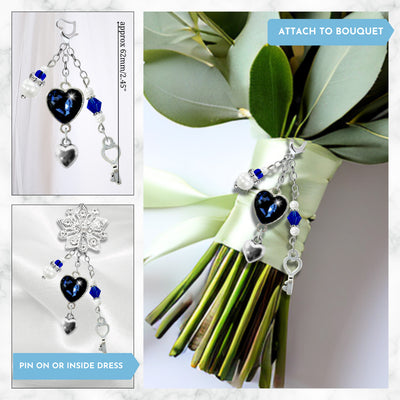 Something Blue Midnight Blue Key to My Heart Wedding Bouquet Charm for Bride