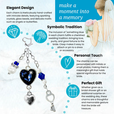 Something Blue Midnight Blue Key to My Heart Wedding Bouquet Charm for Bride