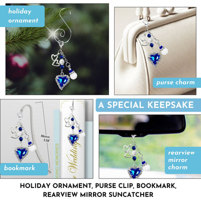 Something Blue Galactic Cobalt Heart Wedding Bouquet Charm for Bride, Bridal Shower Gift