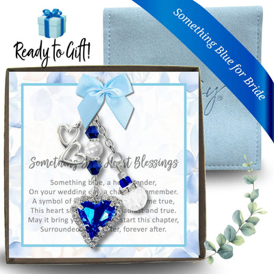 Something Blue Galactic Cobalt Heart Wedding Bouquet Charm for Bride, Bridal Shower Gift