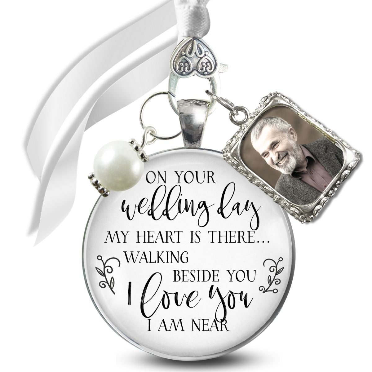 Wedding Bouquet Memorial Charm On Your Wedding Day I/We Love You Silver Frames