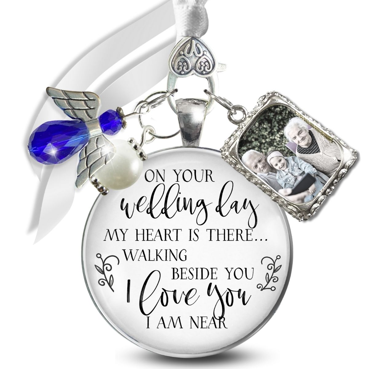 Wedding Bouquet Memorial Charm On Your Wedding Day I/We Love You Silver Frames