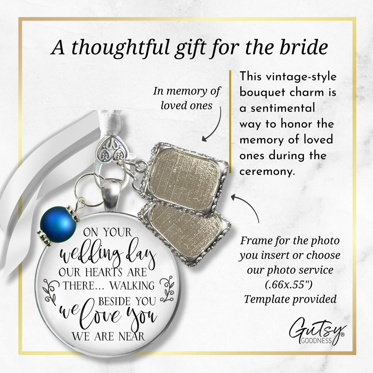 Wedding Bouquet Memorial Charm On Your Wedding Day I/We Love You Silver Frames