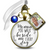 Memaw You Walk Beside Me Every Day Memorial Bouquet Charm, Bronze, White Glass, Blue Pearl
