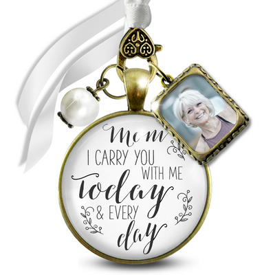 Bridal Bouquet Photo Charm Mom I Carry You Wedding Memorial Remember Frame Jewelry