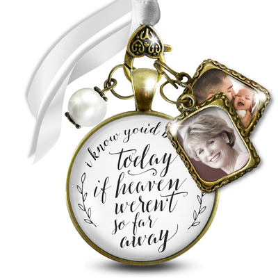 Wedding Bouquet Memorial Charm Know You'd Be Heaven White 2 Frames Bridal Jewelry