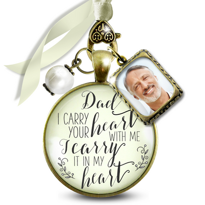 Photo Bouquet Charm Wedding Memorial Dad I Carry Heart Wedding Bronze Jewelry Gift