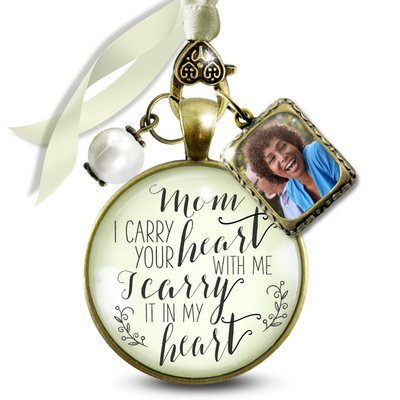Photo Bouquet Charm Wedding Memorial Mom I Carry Your Heart Wedding Bronze Jewelry