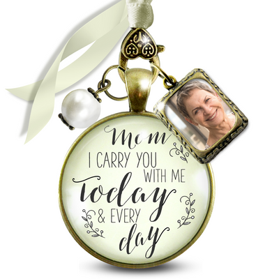 Bridal Bouquet Photo Charm Mom I Carry You Wedding Memorial Remember Frame Jewelry