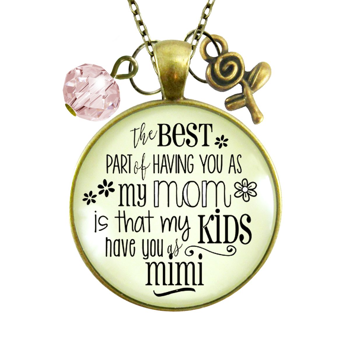 Mimi Necklace Best Part You as Mom Kids Grandma Jewelry Gift Daughter Flower Charm