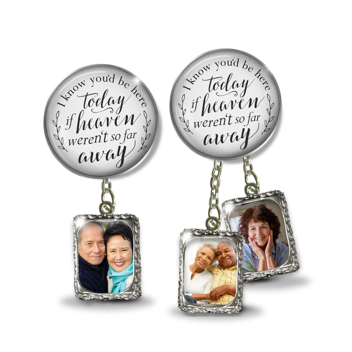 Groom's Boutonniere Pin Wedding Memorial I Know You'd Be.. Heaven Silver Photo Picture Frame Charm