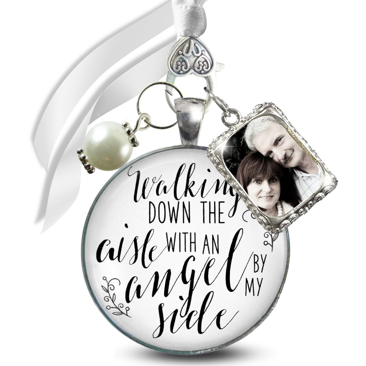 Walking Down the Aisle With an Angel Memorial Wedding Bouquet Charm | Silver