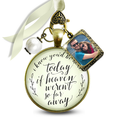 I Know You'd Be Here Today Bronze Cream Glass White Bead Memorial Wedding Bouquet Charm