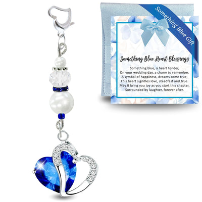 Something Blue Heart Wedding Bouquet Charm for Bride | Bridal Keepsake Gift