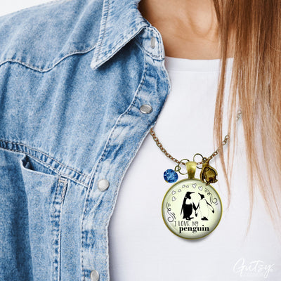 I Love My Penguin Necklace Gift for Her