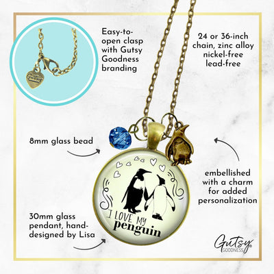 I Love My Penguin Necklace Gift for Her
