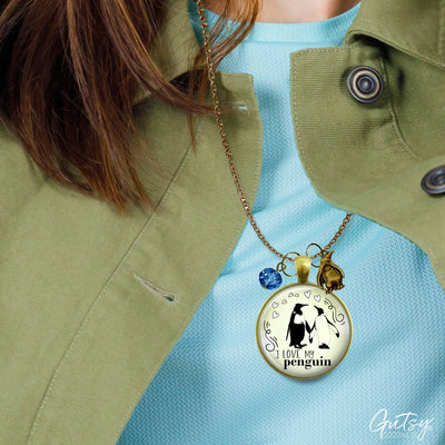 I Love My Penguin Necklace Gift for Her