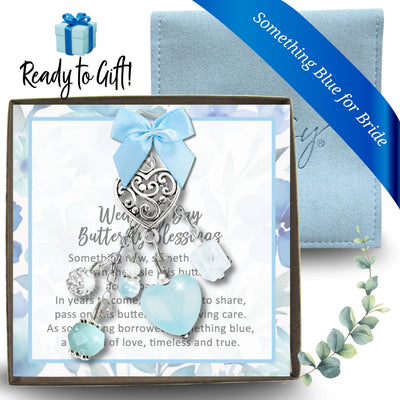 Something Blue Ice Blue Heart Wedding Bouquet Charm for Bride, Bridal Shower Gift