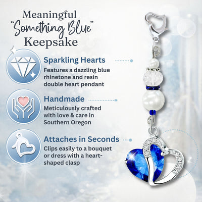 Something Blue Heart Wedding Bouquet Charm for Bride | Bridal Keepsake Gift